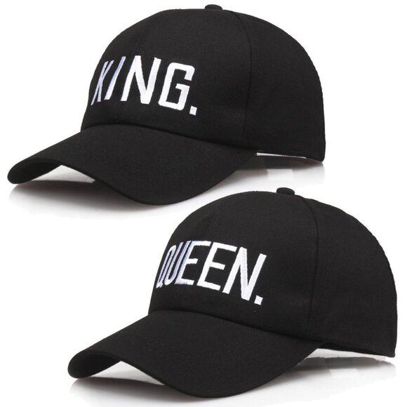 Lot of 2 King & Queen Baseball Cap Black, White Letters, Hip Hop, Party, Stylish - Picture 4 of 8